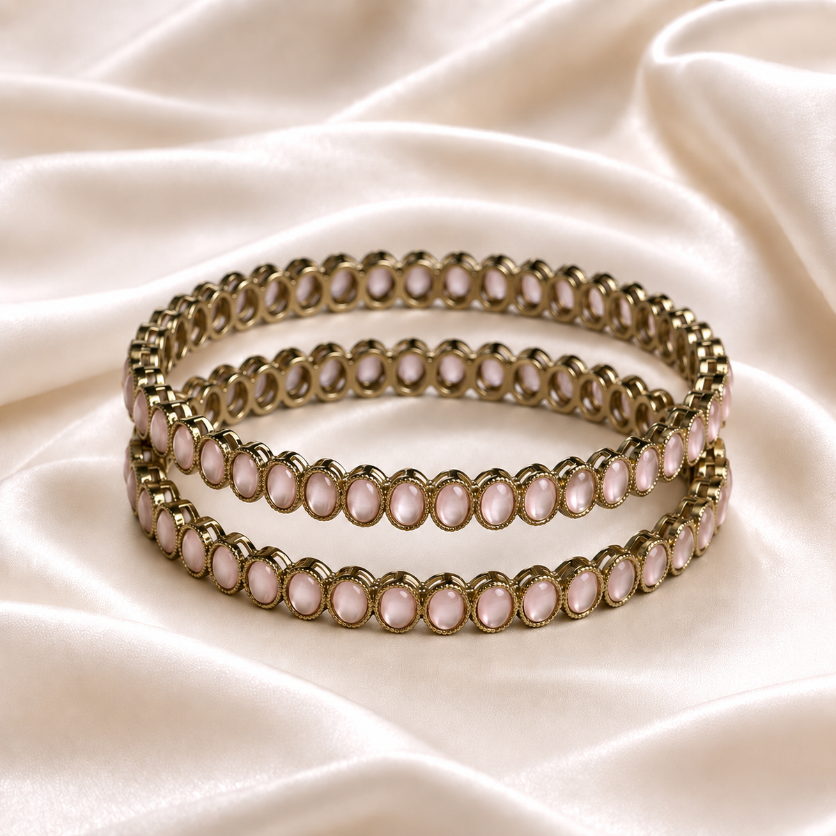Oval Stone Line Bangles