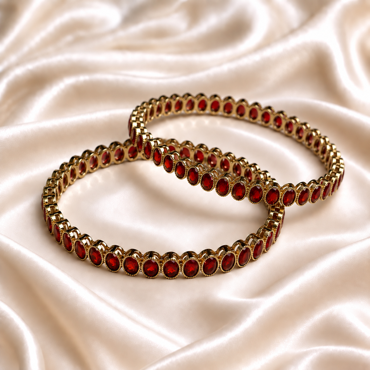Oval Stone Line Bangles