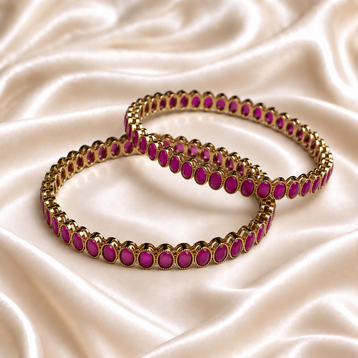 Oval Stone Line Bangles