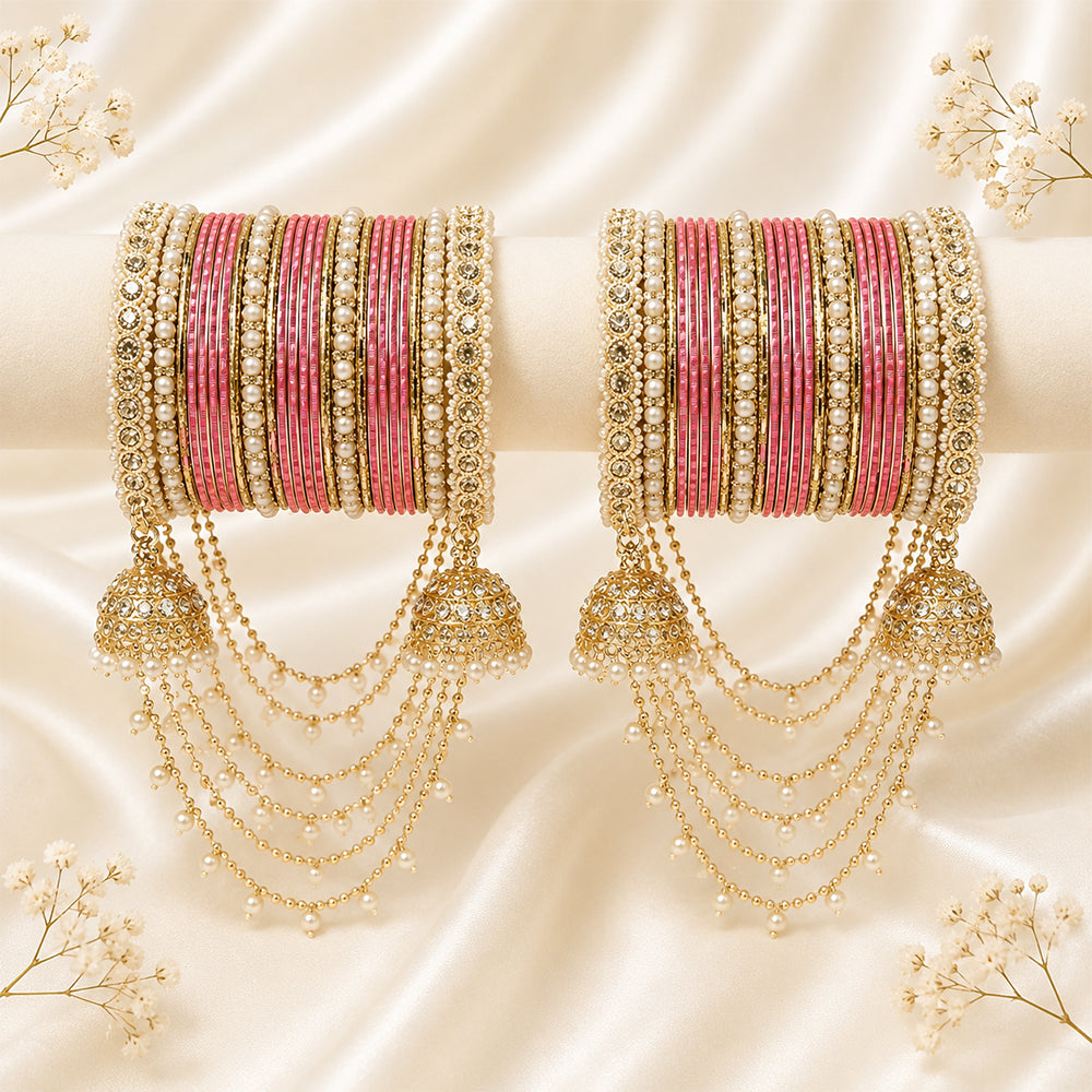 Pearl Bangle with Jhula Hanging