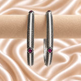 Pearl Line Stone Oxidised Kada