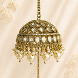 Polki Kundan Drop-Square Design with Hanging Pearl Bridal Kalira