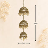 Polki Kundan Drop-Square Design with Hanging Pearl Bridal Kalira