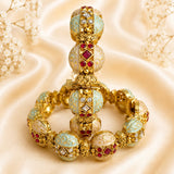 Ruby-White Kundan Meenakari Rajwada Kada