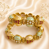 Ruby-White Kundan Meenakari Rajwada Kada