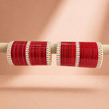 Red Pearl Shell Basic Bridal Chura with Evil Eye Dot