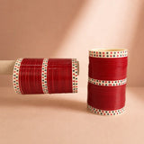 Red Pearl Shell Basic Bridal Chura with Evil Eye Dot