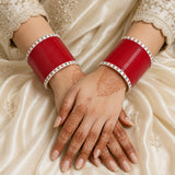 Red Soft Pola Basic Bridal Chura with Evil Eye Dot
