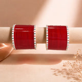 Red Soft Pola Basic Bridal Chura with Evil Eye Dot