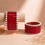 Red Super Soft Pola Basic Bridal Chura with Evil Eye Dot (Short)