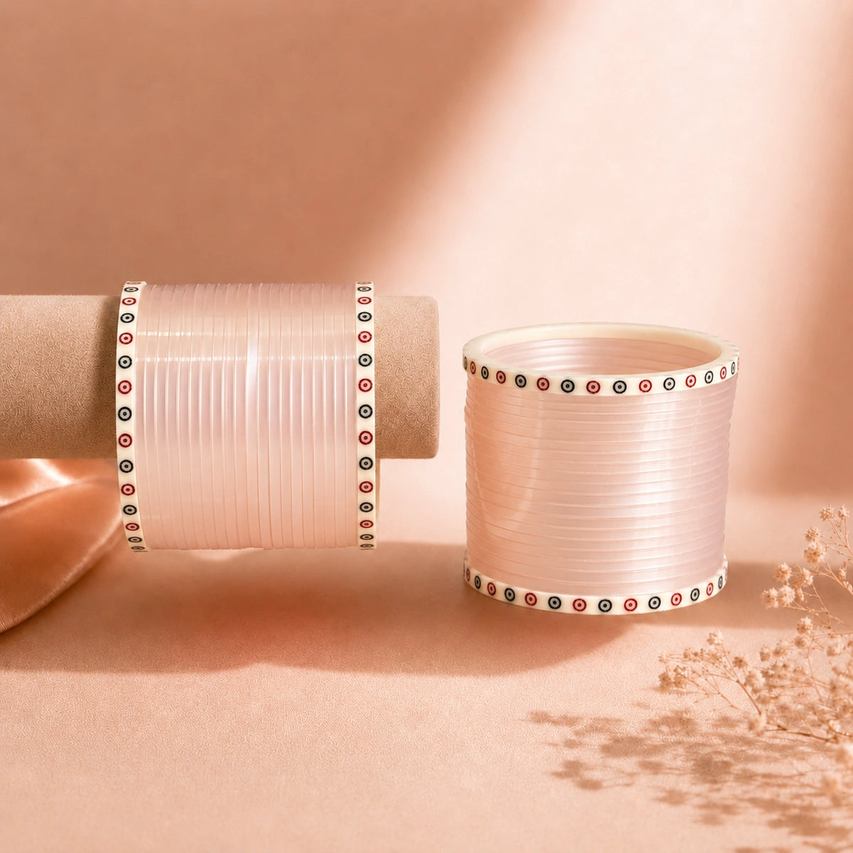 Rose Gold Super Soft Pola Basic Bridal Chura with Evil Eye Dot