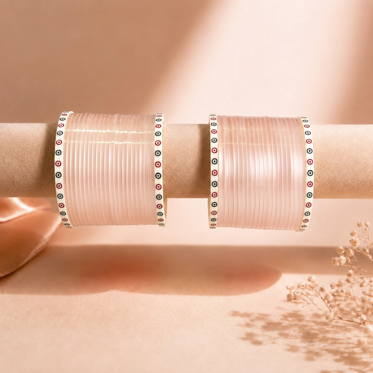 Rose Gold Super Soft Pola Basic Bridal Chura with Evil Eye Dot