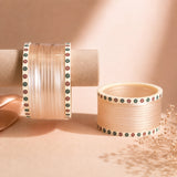 Rose Gold Super Soft Pola Basic Bridal Chura with Evil Eye Dot (Short)