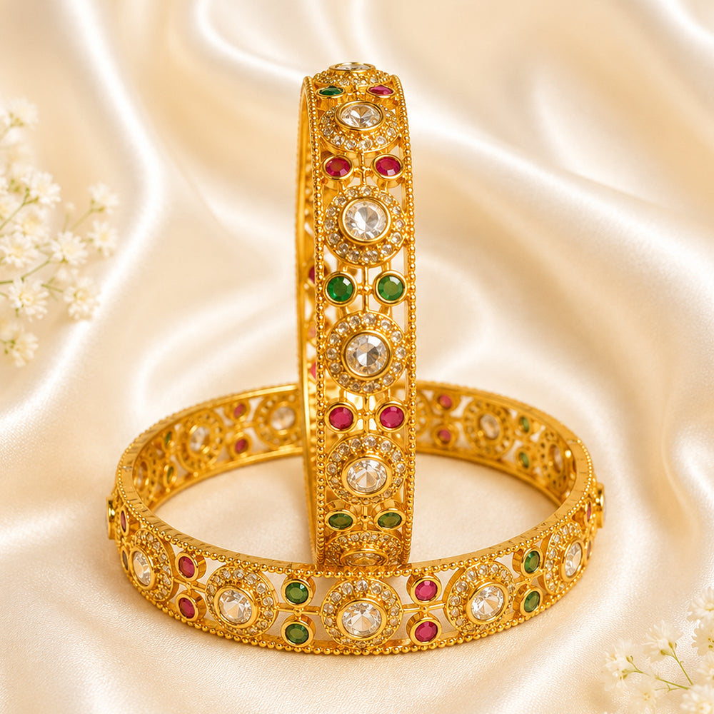 Ruby-emerald circular mesh kada