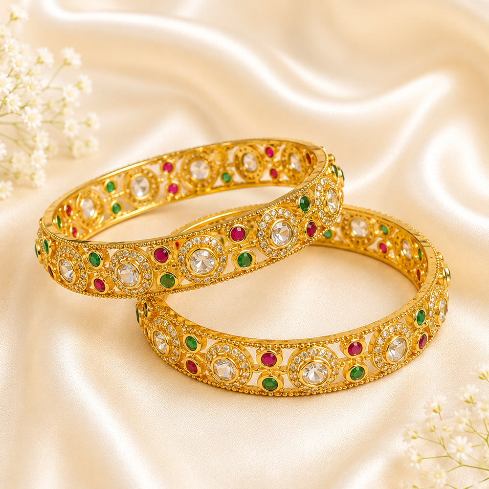 Ruby-emerald circular mesh kada