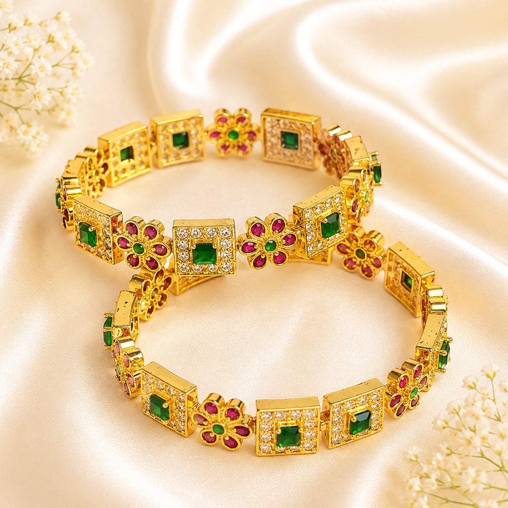 Ruby-emerald flower kada