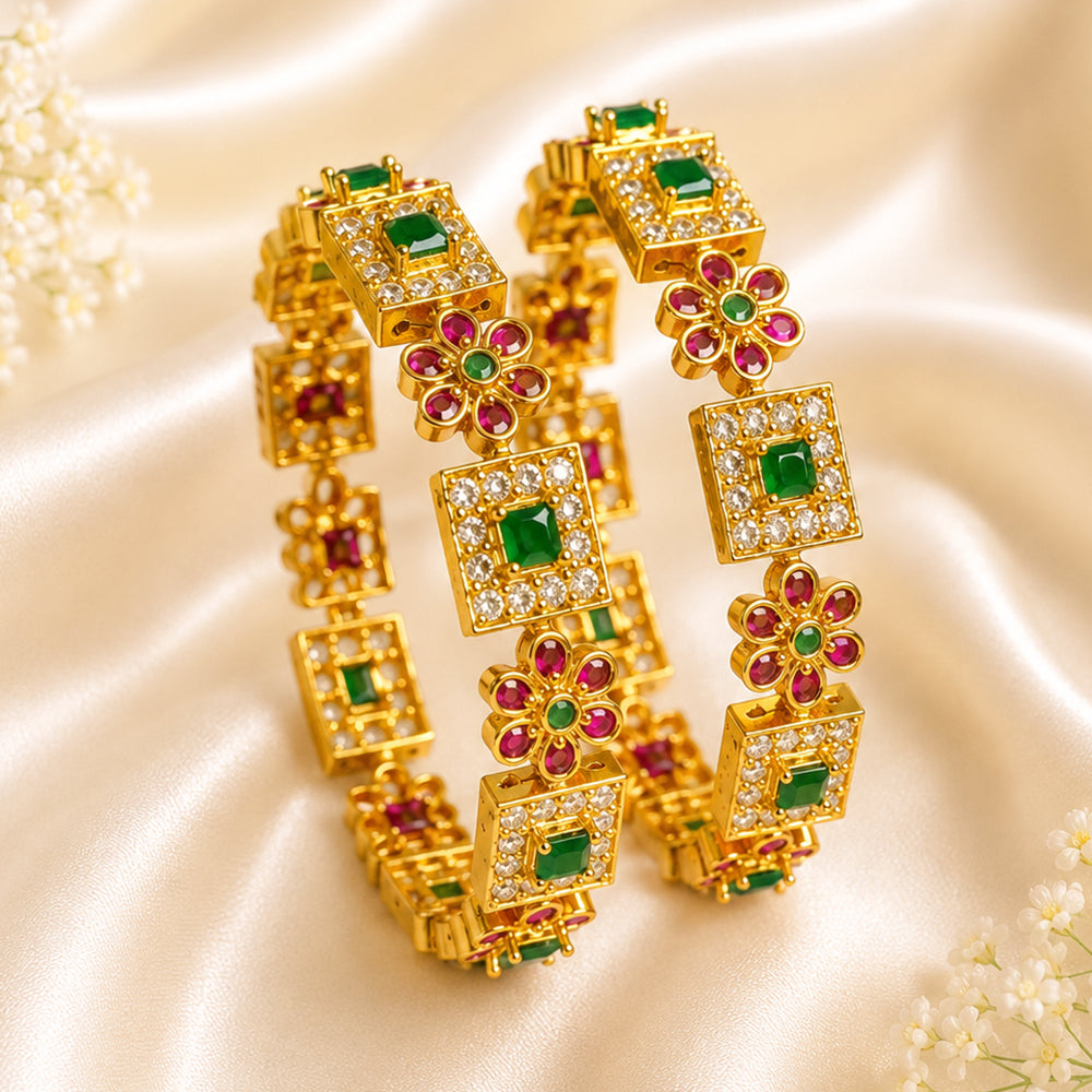 Ruby-emerald flower kada