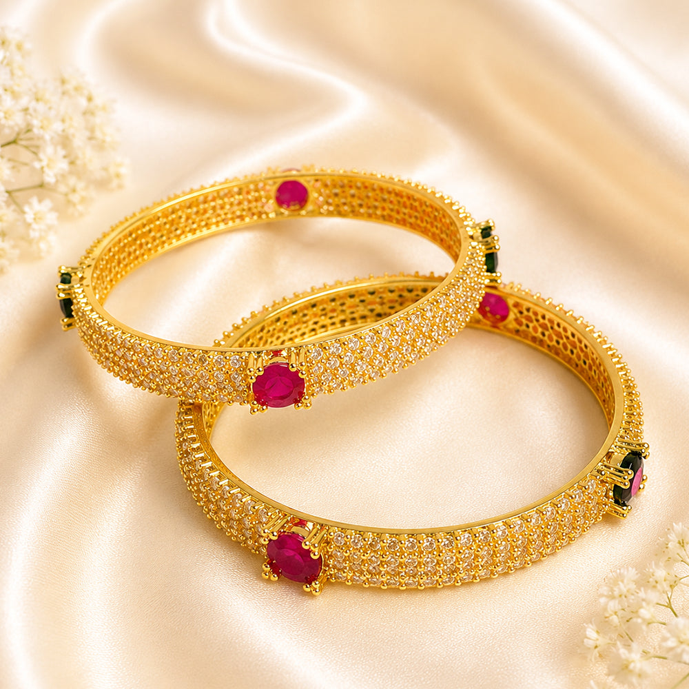 Ruby-emerald stone kada