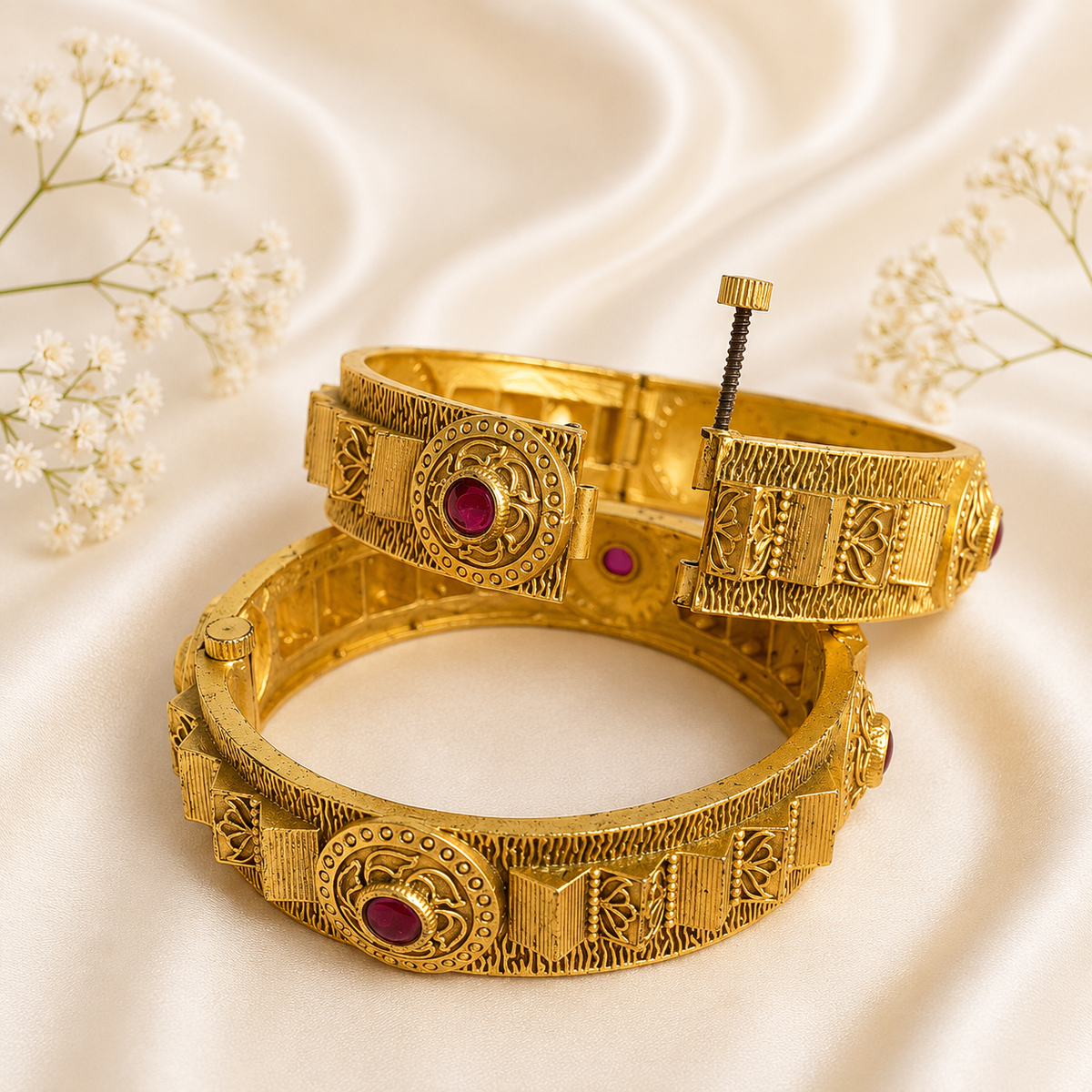 Antique Matte Gold Rajwada Kada