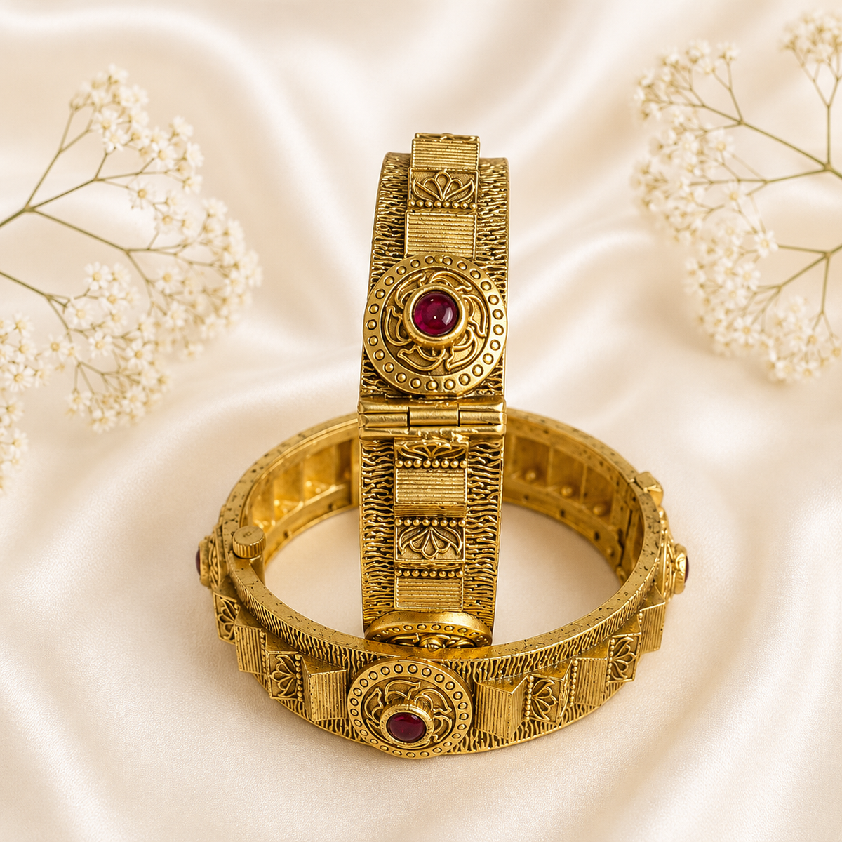 Antique Matte Gold Rajwada Kada
