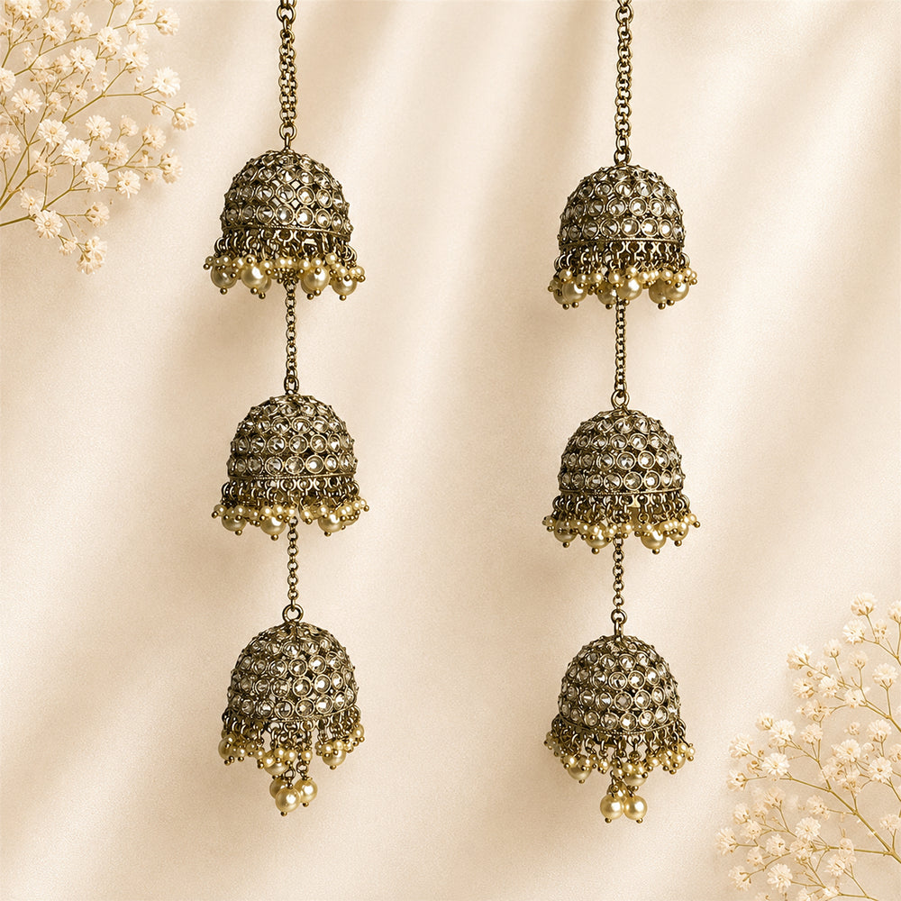 Small Jhumka with Round Polki Stone
