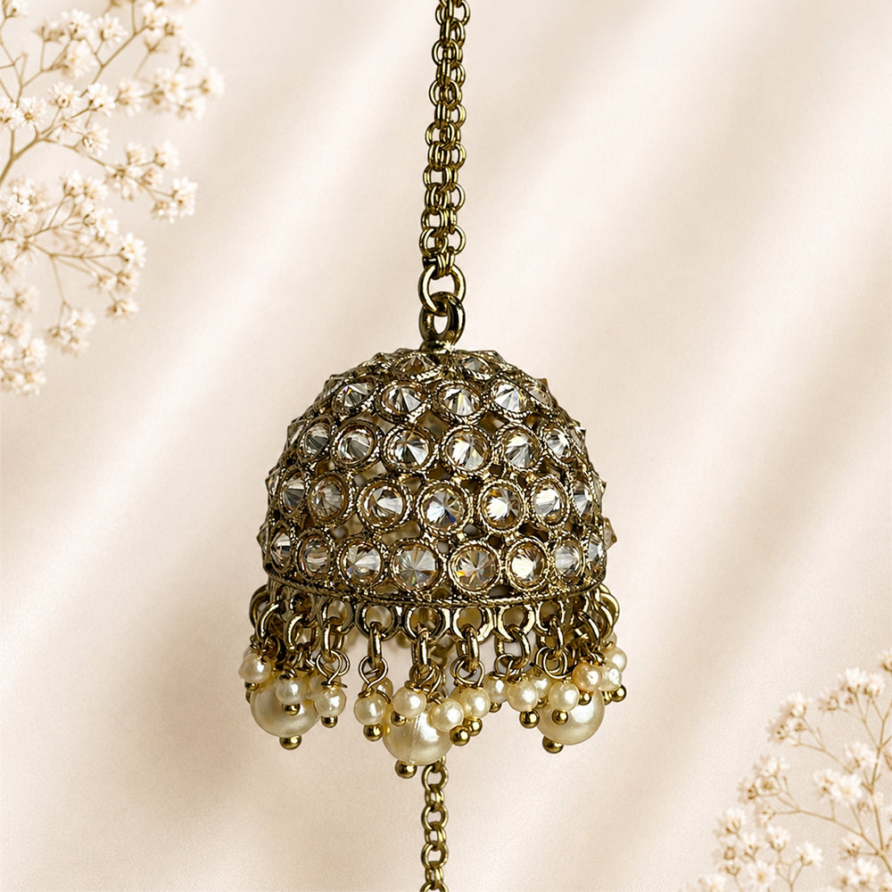 Small Jhumka with Round Polki Stone