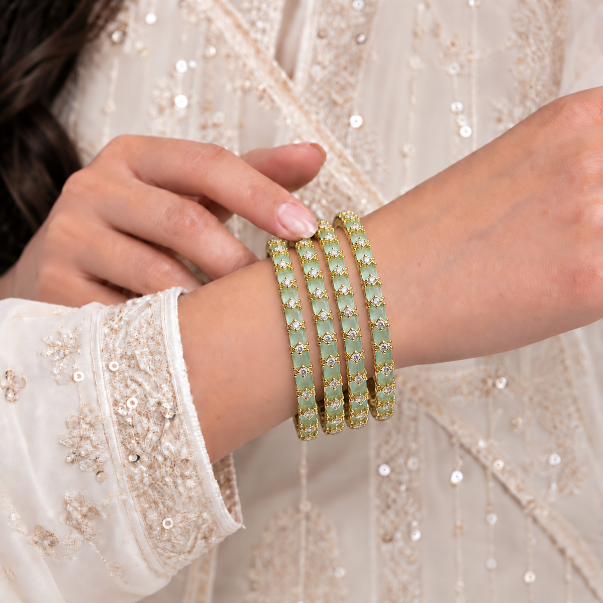 Square Line AD Stone Kada