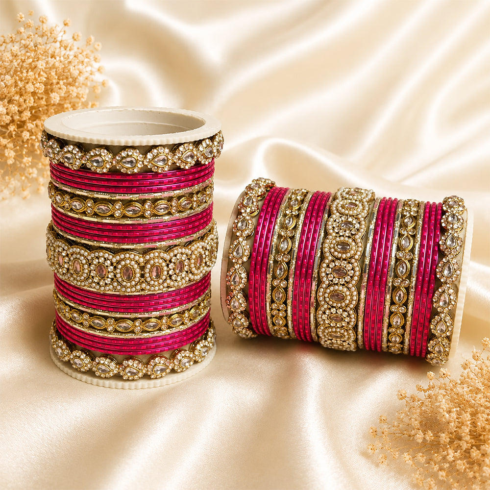 Pearl & Reverse Kada Bangle Set