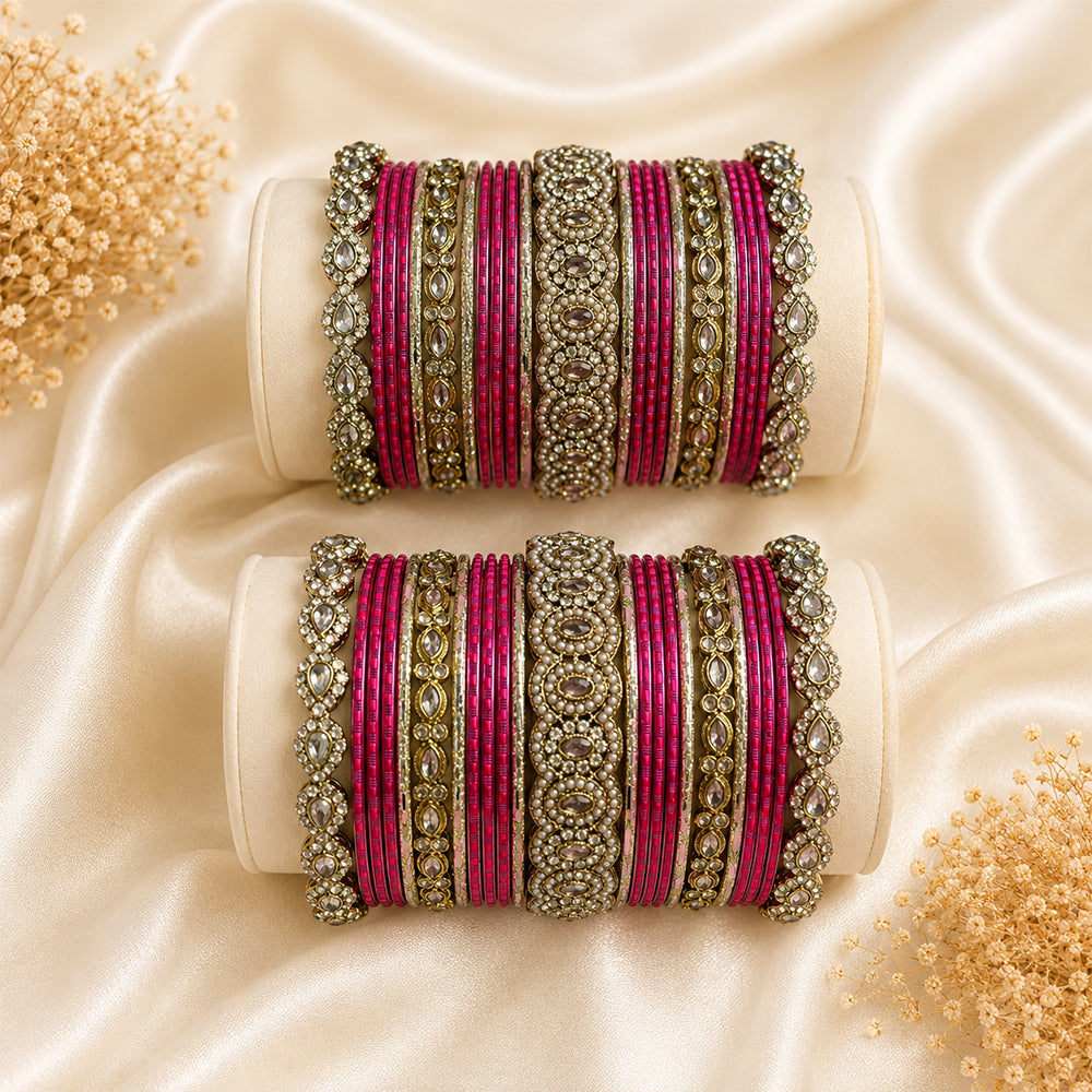Pearl & Reverse Kada Bangle Set