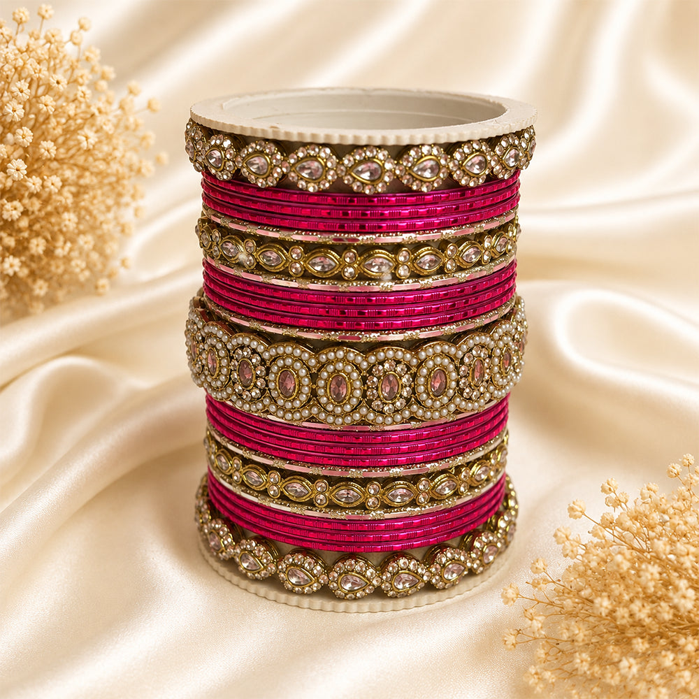 Pearl & Reverse Kada Bangle Set