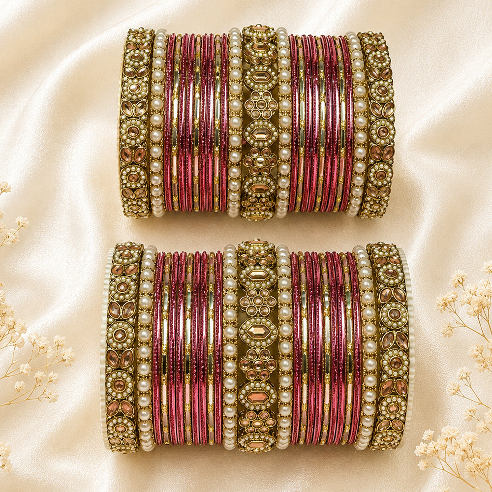Stones & Pearl Bangles Set