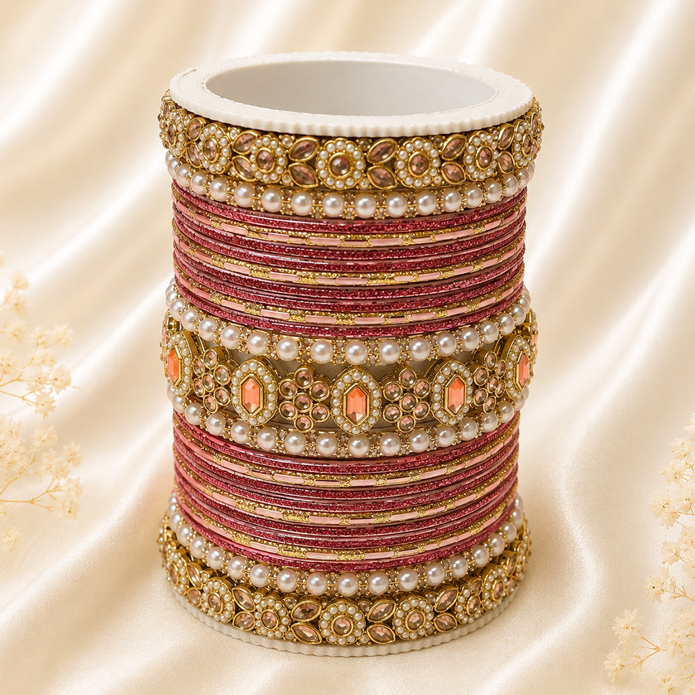 Stones & Pearl Bangles Set