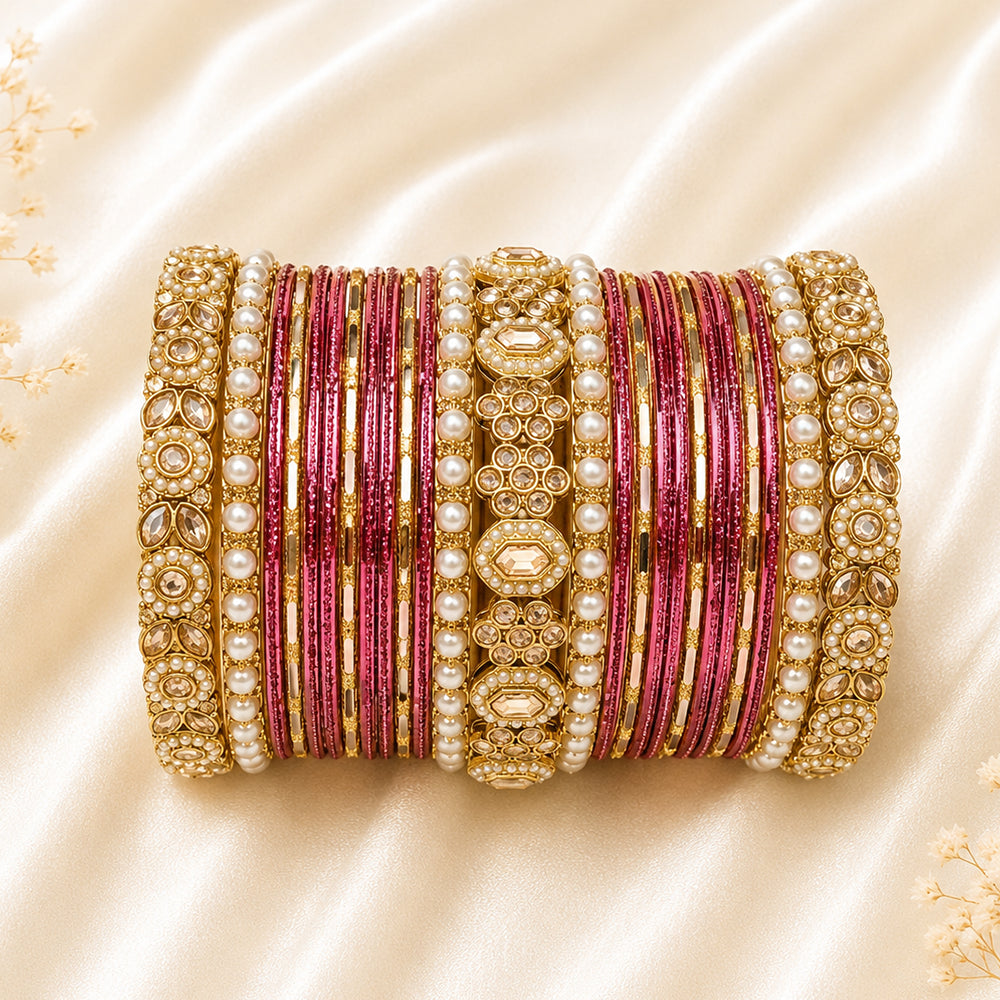 Stones & Pearl Bangles Set