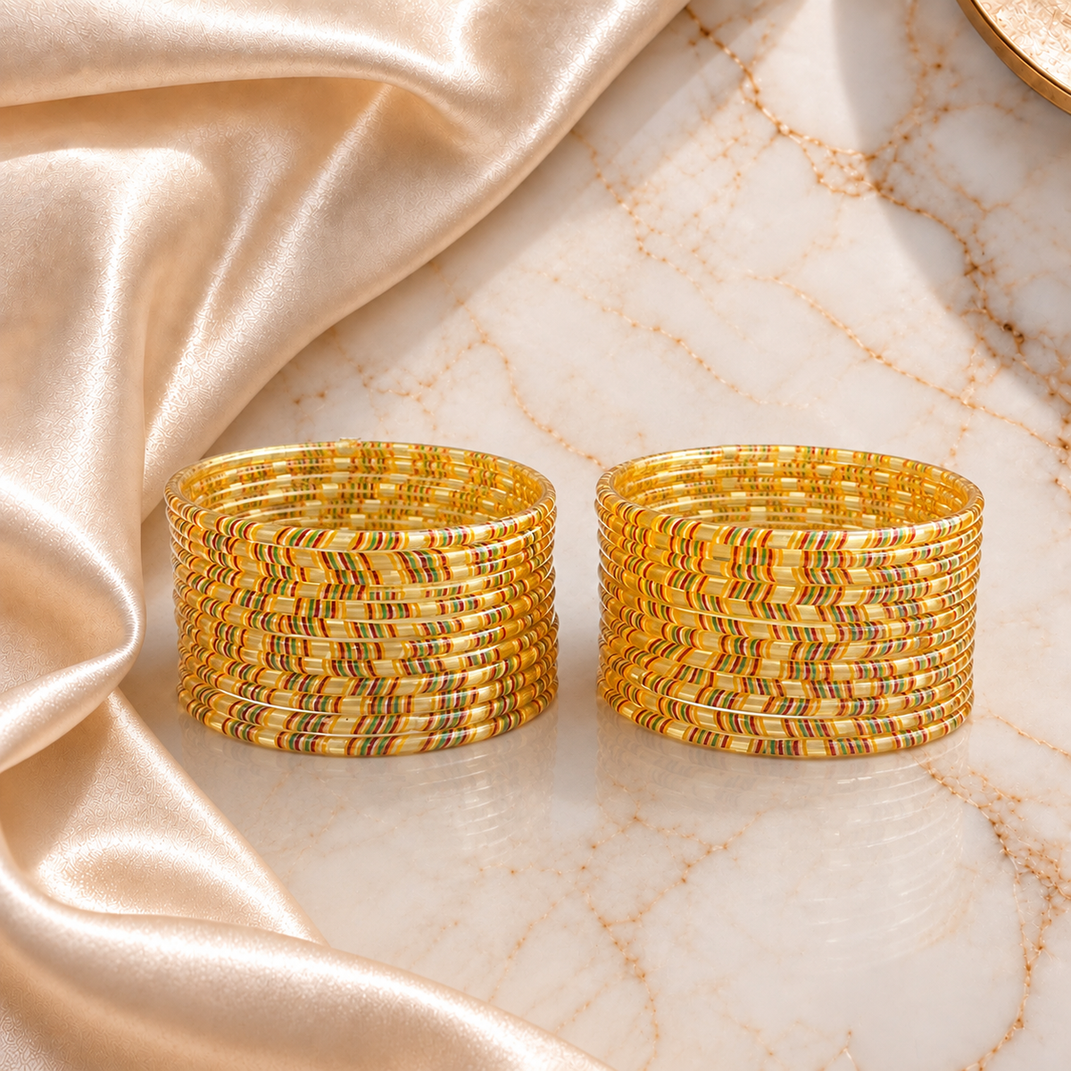 Striped Print Glass Bangles