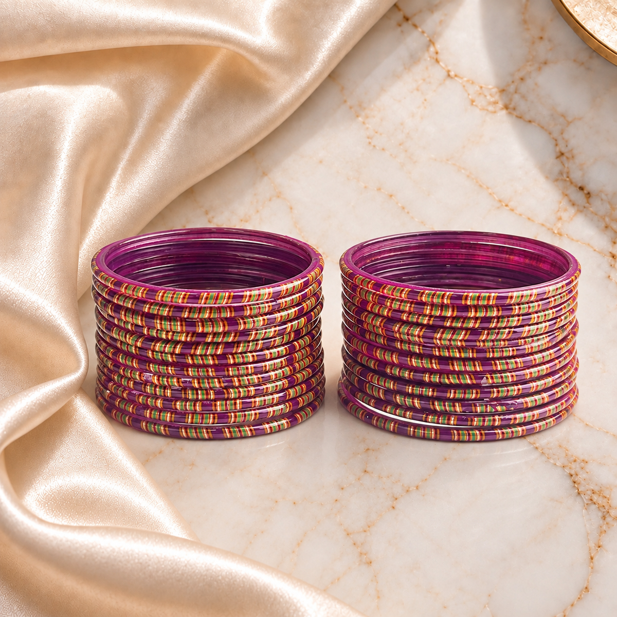 Striped Print Glass Bangles