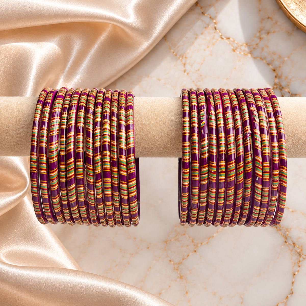 Striped Print Glass Bangles