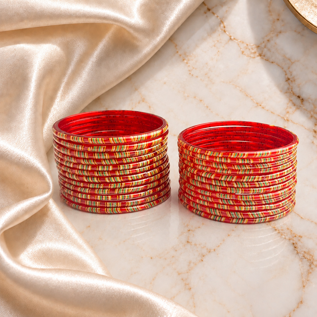 Striped Print Glass Bangles