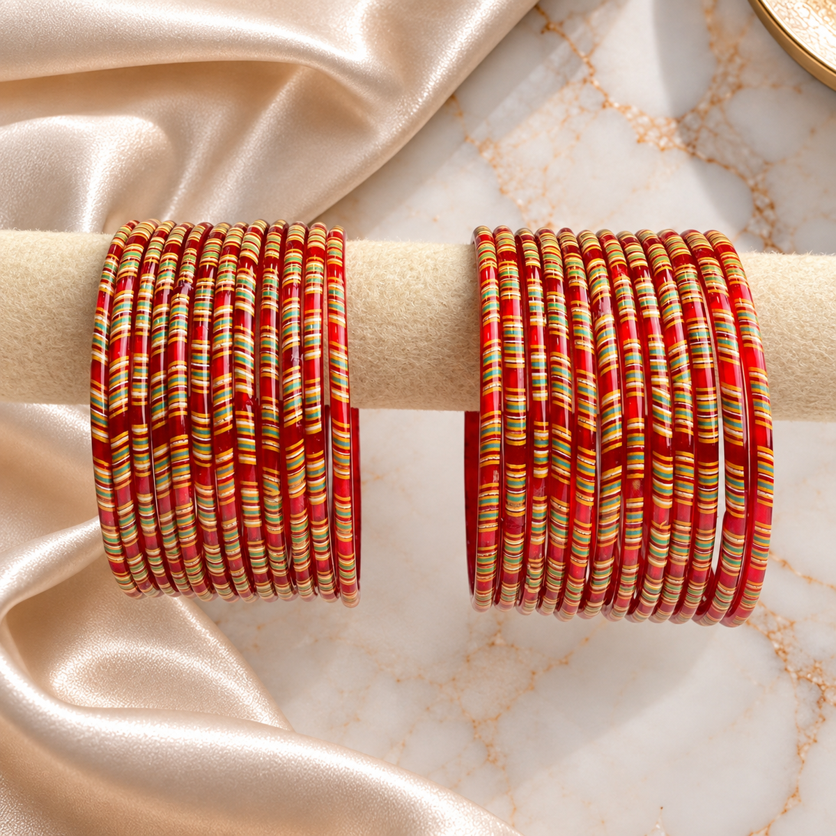 Striped Print Glass Bangles