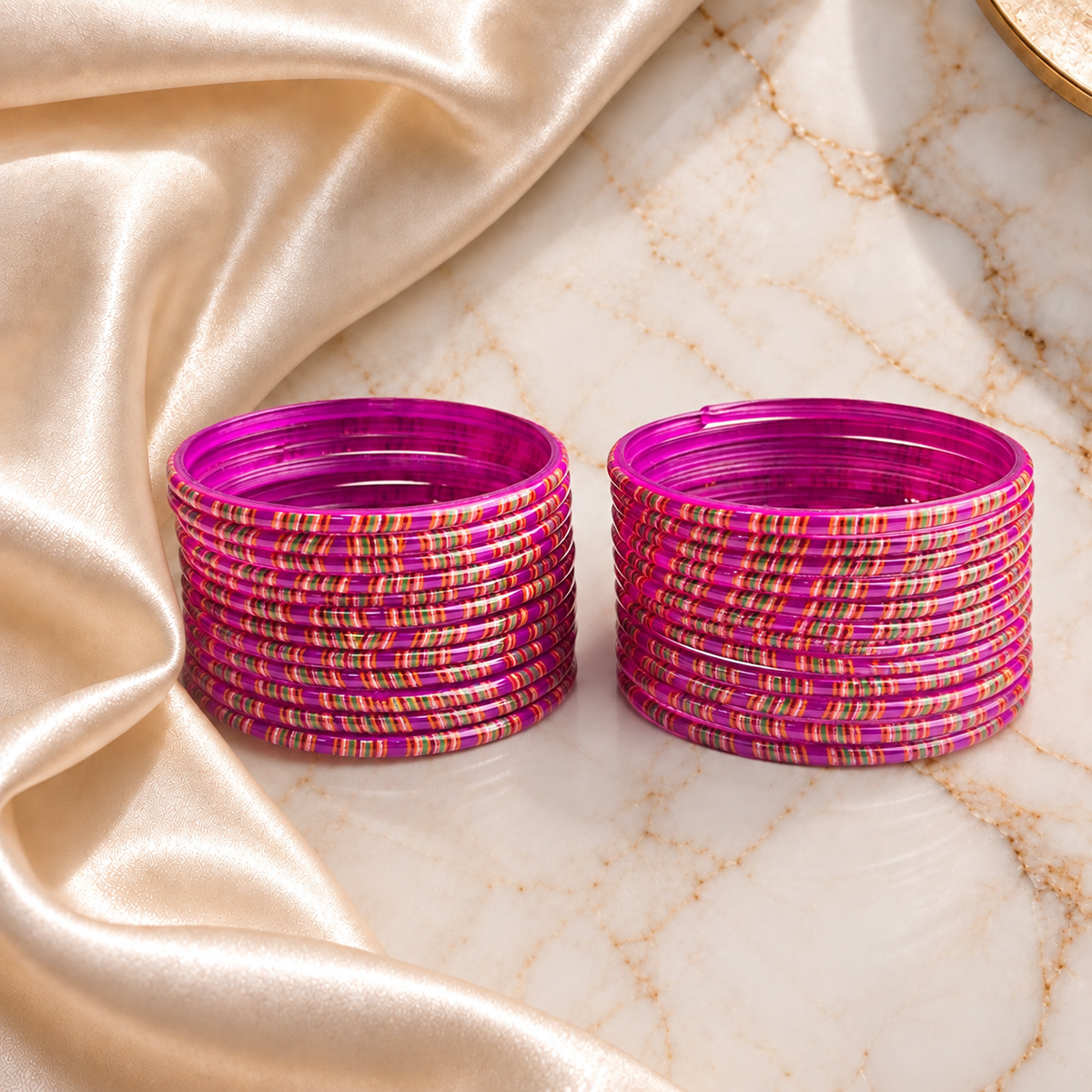 Striped Print Glass Bangles