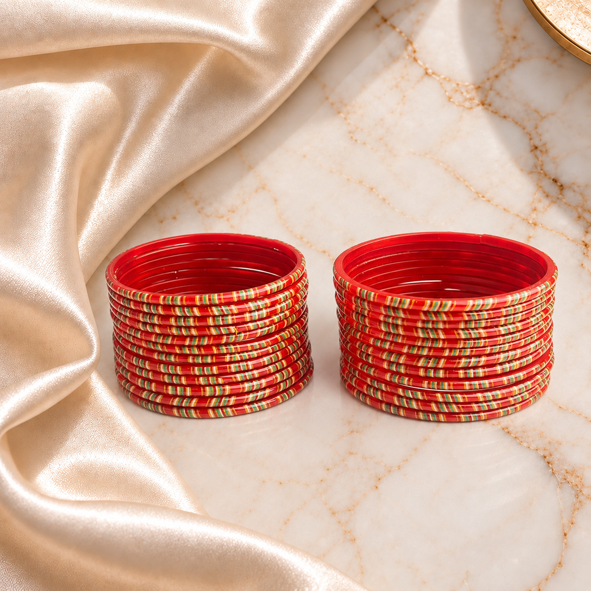 Striped Print Glass Bangles