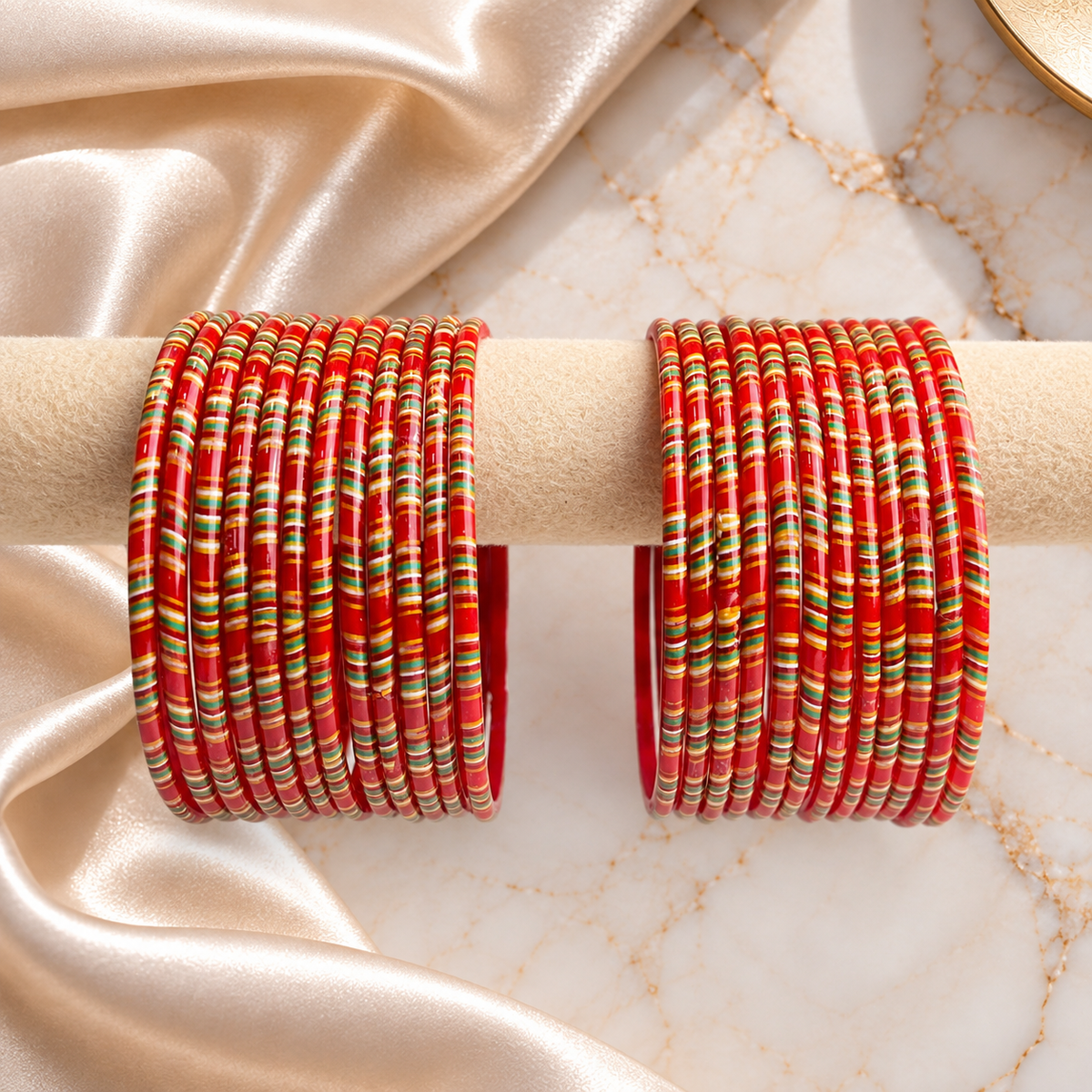 Striped Print Glass Bangles