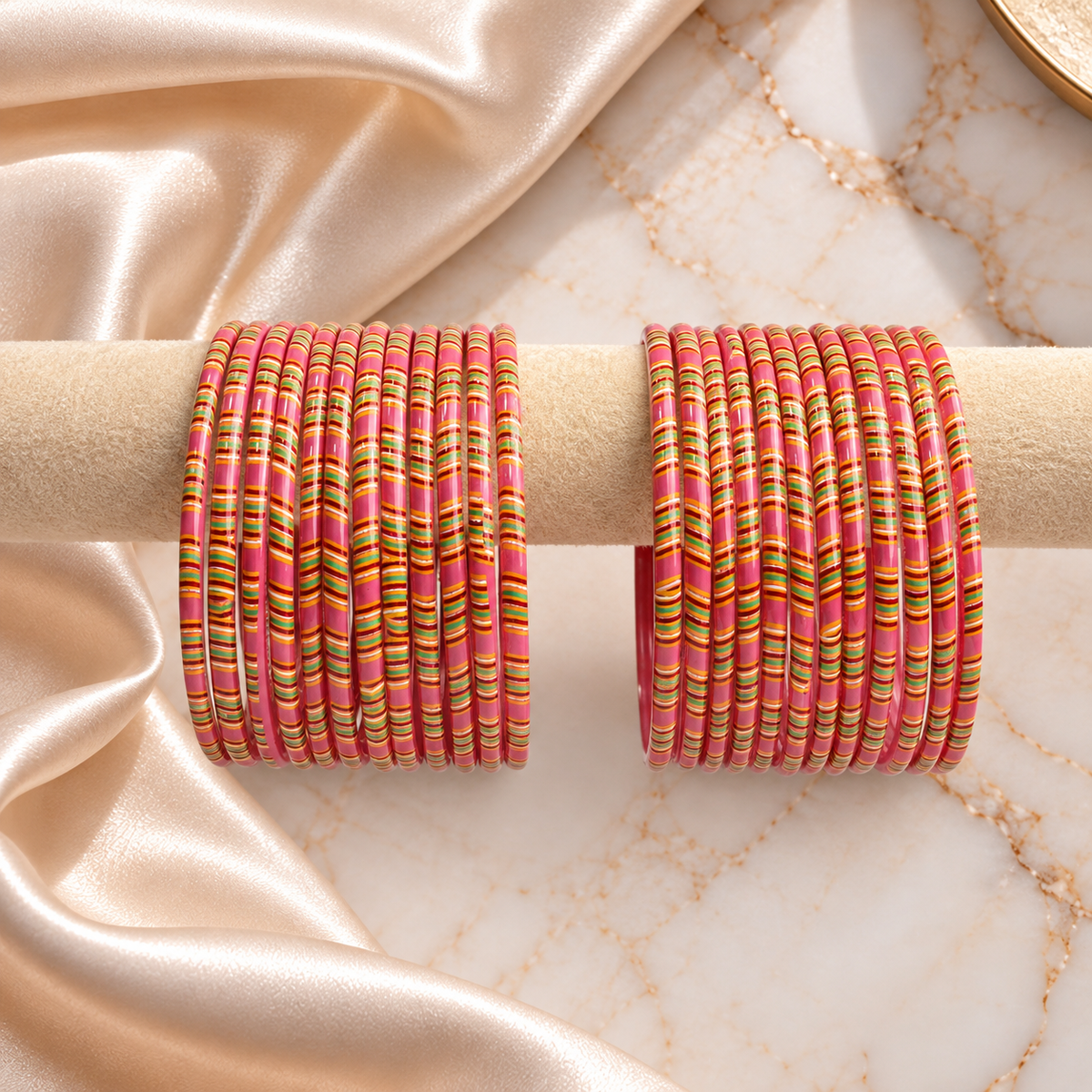 Striped Print Glass Bangles