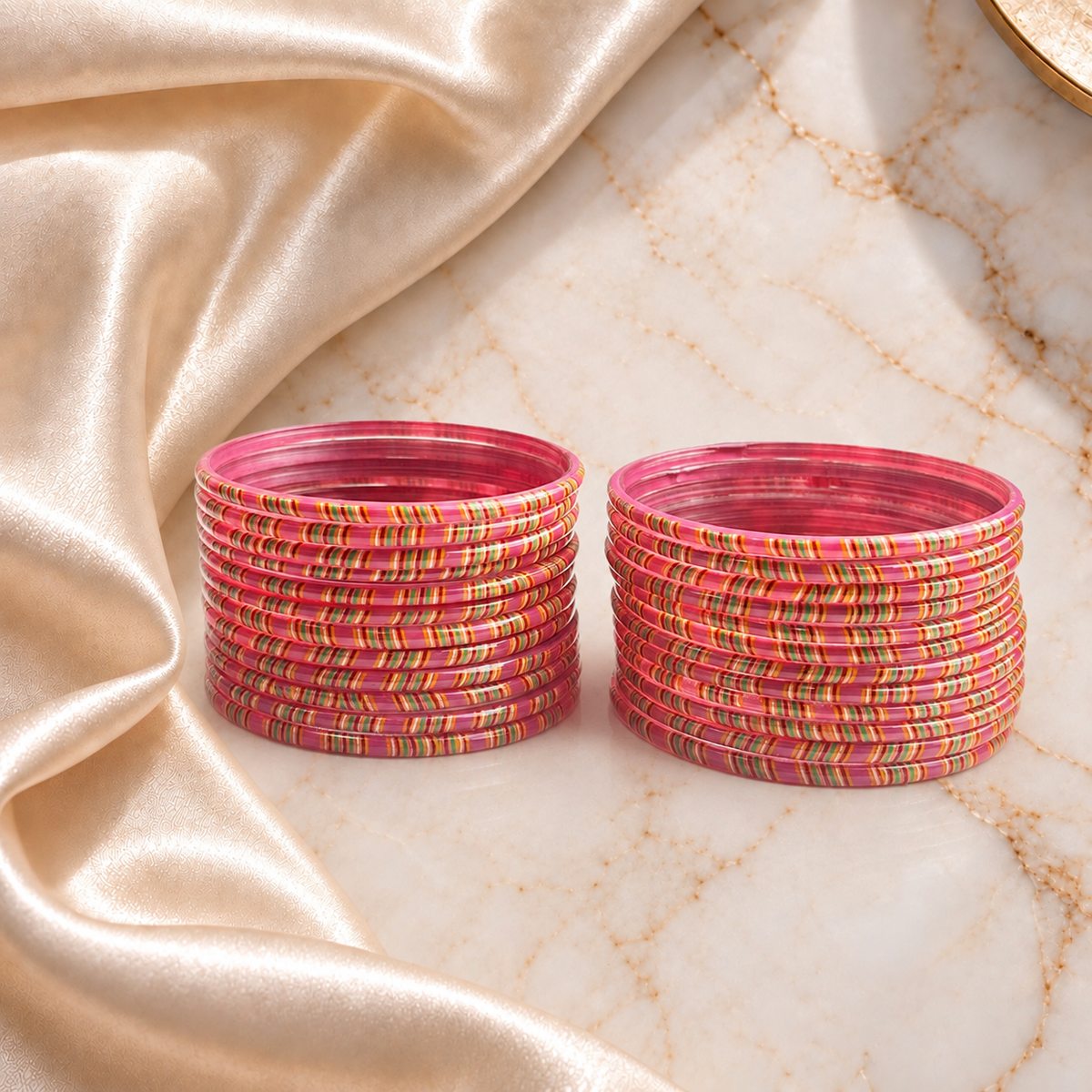 Striped Print Glass Bangles