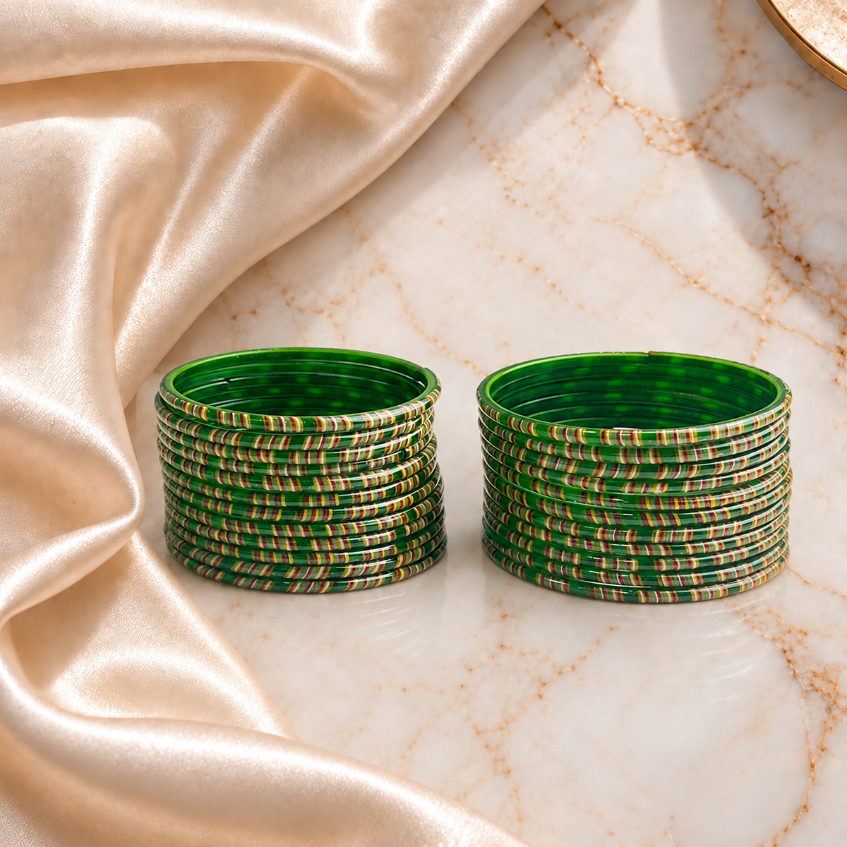 Striped Print Glass Bangles