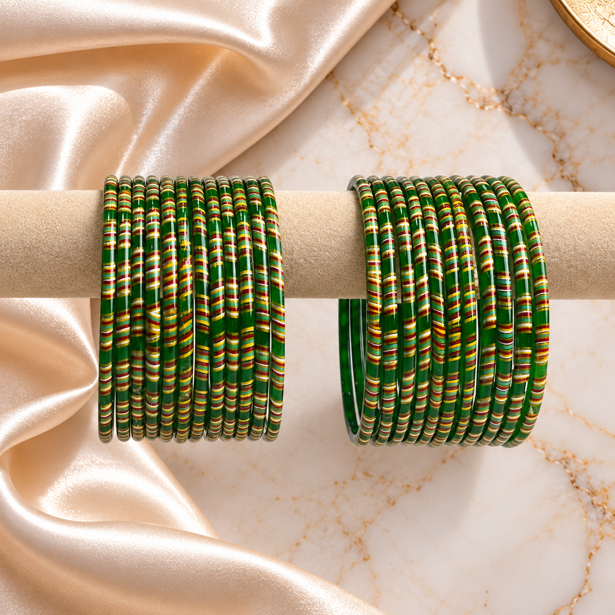 Striped Print Glass Bangles