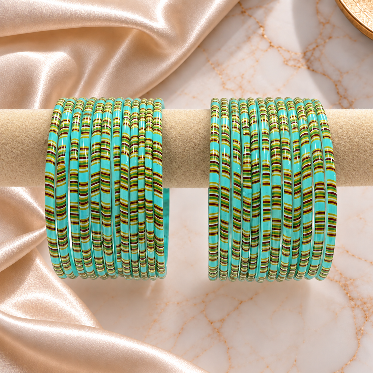 Striped Print Glass Bangles