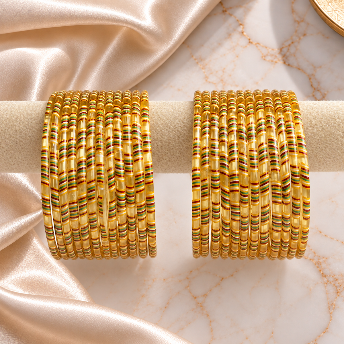 Striped Print Glass Bangles