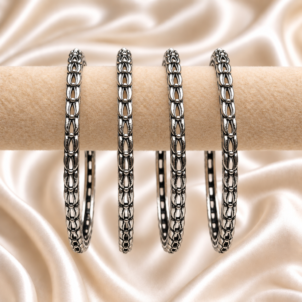 Textured Link-Pattern Bangles