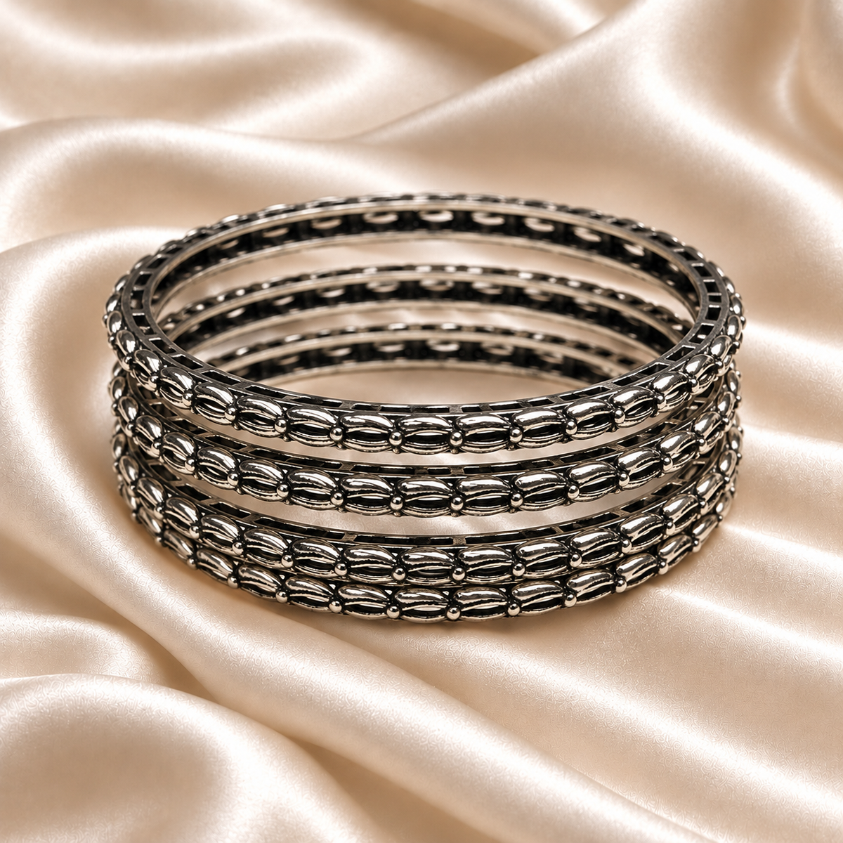 Textured Link-Pattern Bangles
