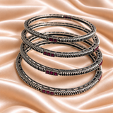 Twisted Square Stone Oxidised Bangles